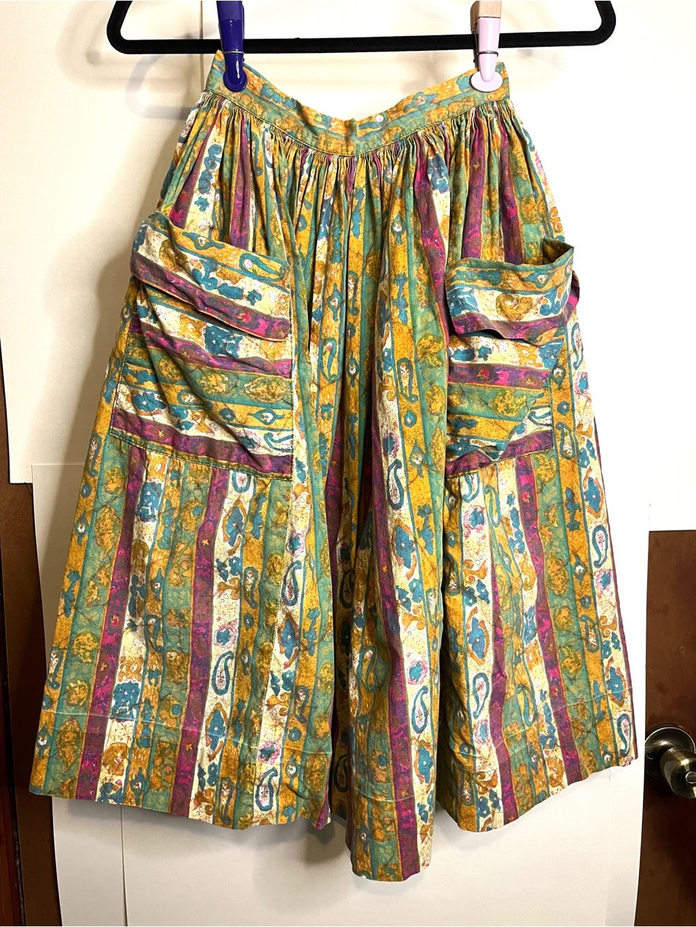 Alex Colman California Women’s Waist 22 Multicolored Striped Paisley Skirt 1960s